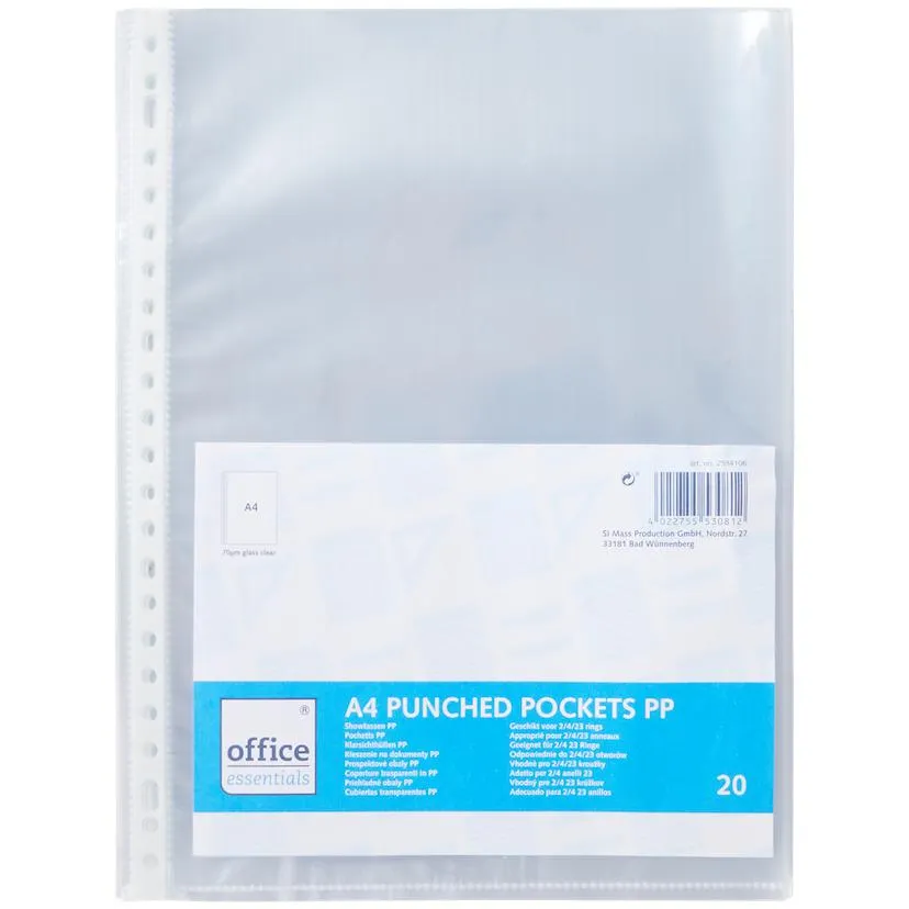 Buste trasparenti per raccoglitore ad anelli Office Essentials A4