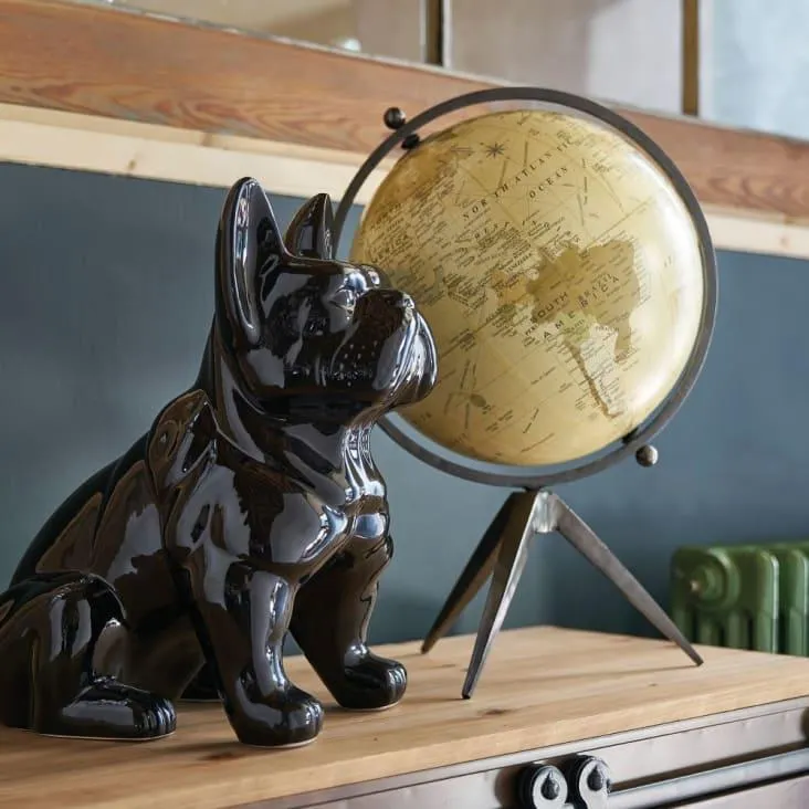 Mappamondo planisfero in metallo effetto anticato