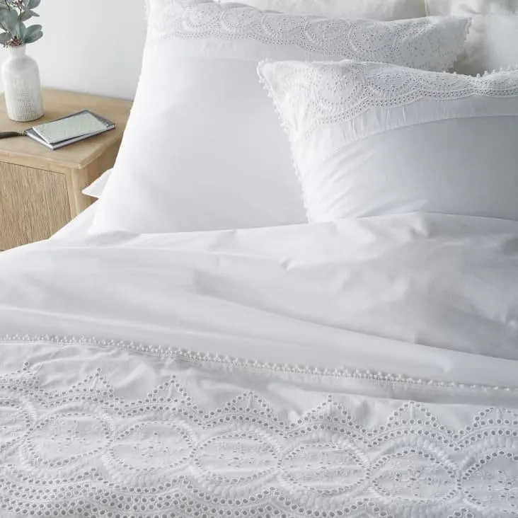 Parure da letto in cotone bianco con motivi all'uncinetto 240x260 cm, OEKO-TEX®