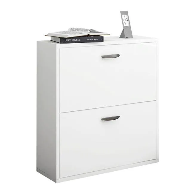 Scarpiera 2 ante doppia profondità L 73 x H 80 x P 25 cm 12 paia, bianco