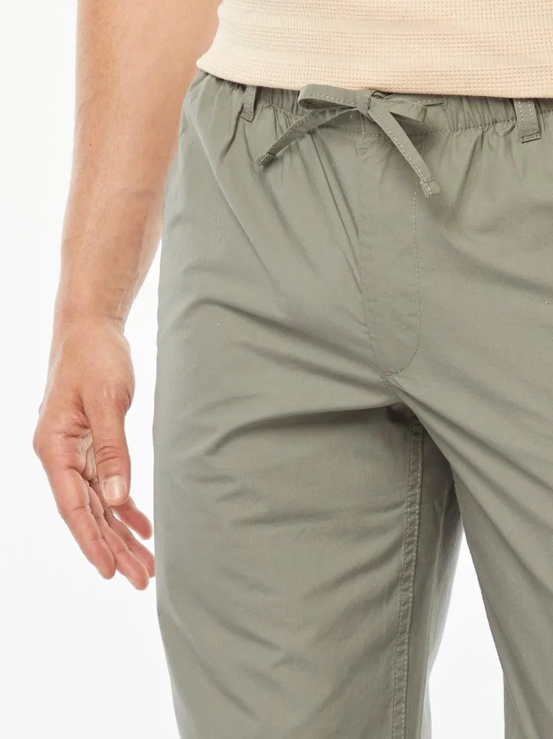 Pantaloni dritti in popeline croccante - VERDE