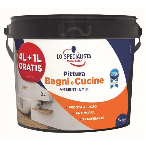 LO SPECIALISTA PITTURA BAGNI E CUCINE 4LT+1 GRATIS