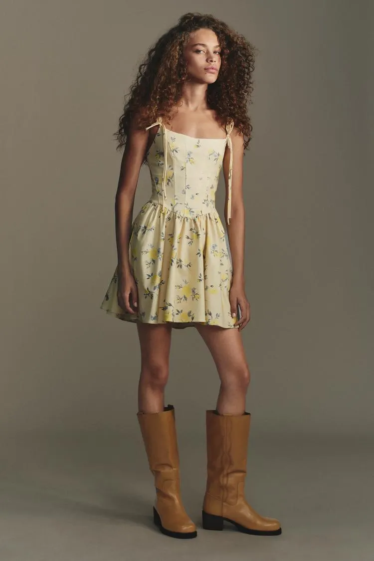 FLORAL POPLIN MINI DRESS