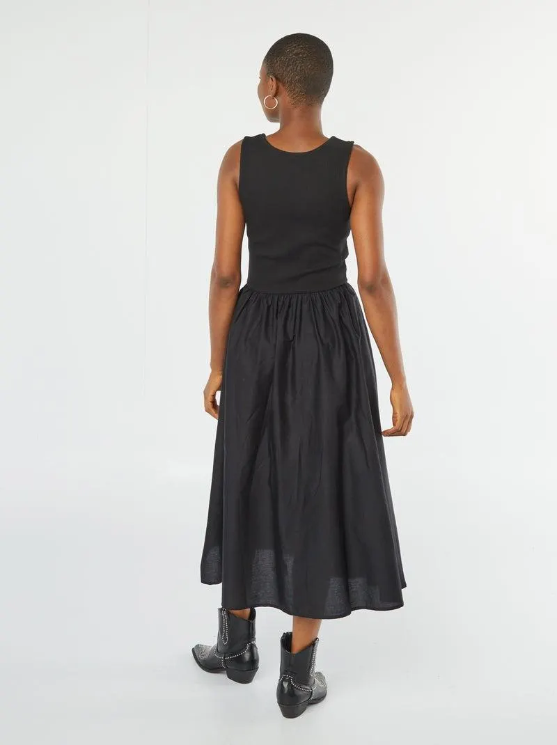 Vestito midi effetto 2 in 1 - nero