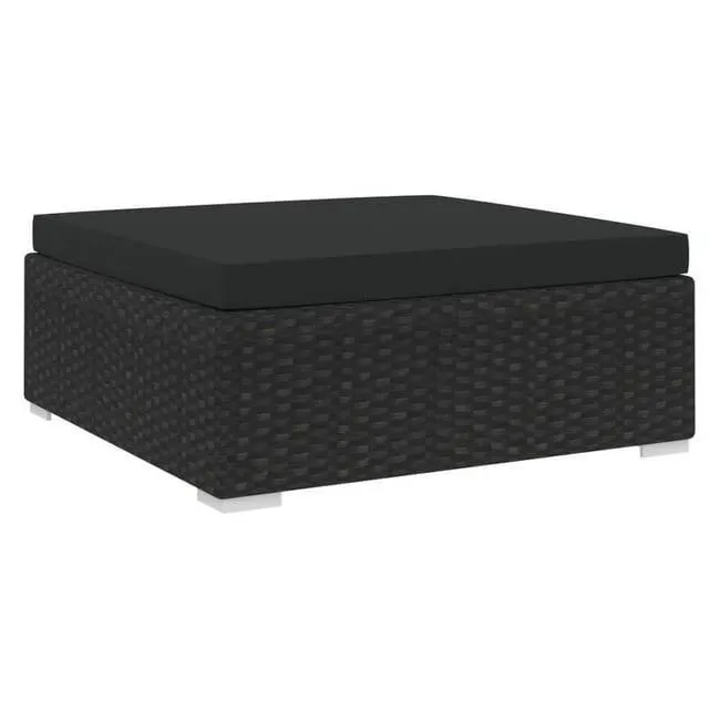 Poggiapiedi modulare 1 pz con cuscino in polyrattan nero