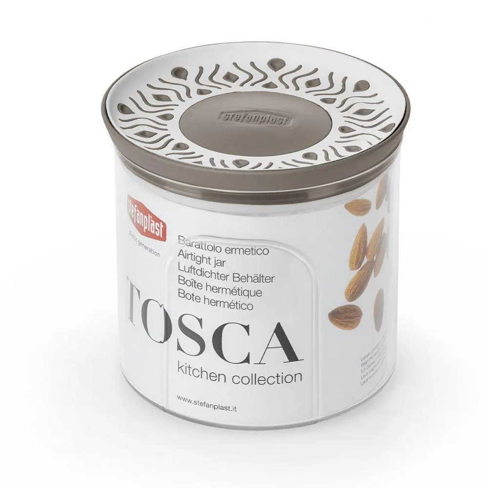 Barattolo Stefanplast Tosca Tondo Bianco e Tortora 0,7lt