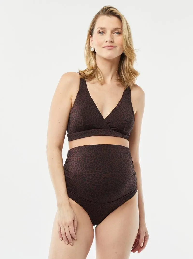 Reggiseno bikini a triangolo con stampa leopardata - MARRONE