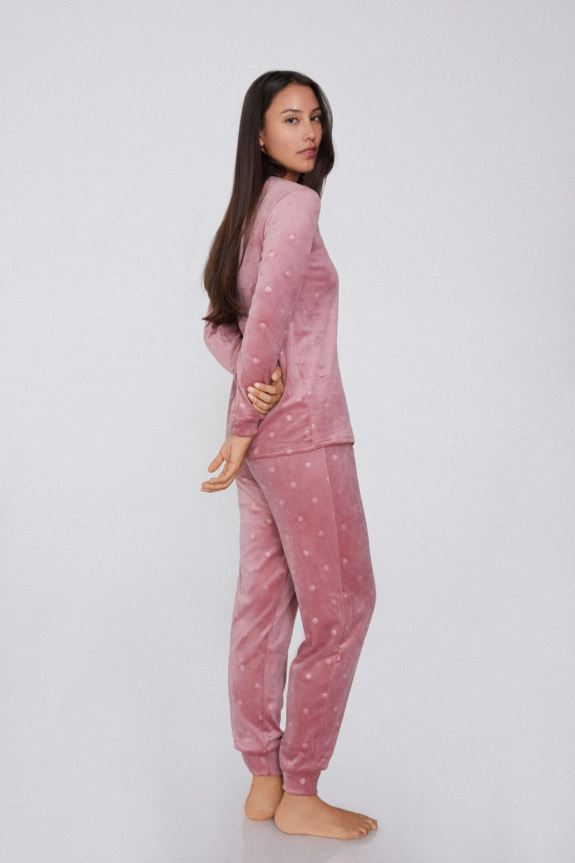 Pigiama Lungo Micropile Stampa Devoré