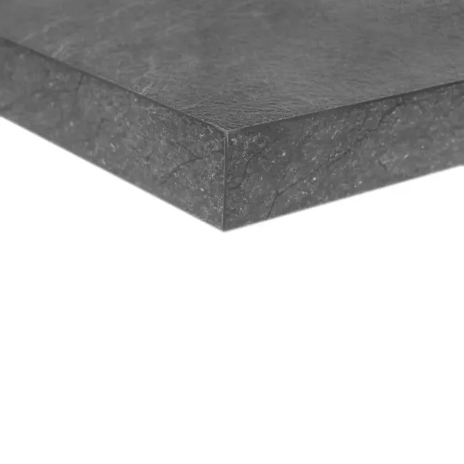 Piano cucina in truciolare rivestito in laminato hpl marmo nero Luserna L 304 x P 63 cm, spessore 3.8 cm