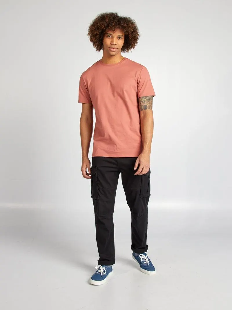 Pantaloni multi-tasche in tessuto dobby - nero