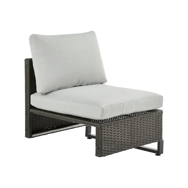 Poltrona centrale con cuscino grigio Noa NATERIAL, struttura in acciaio antracite seduta in rattan sintetico antracite, L 58 x H 62 x P 68 cm