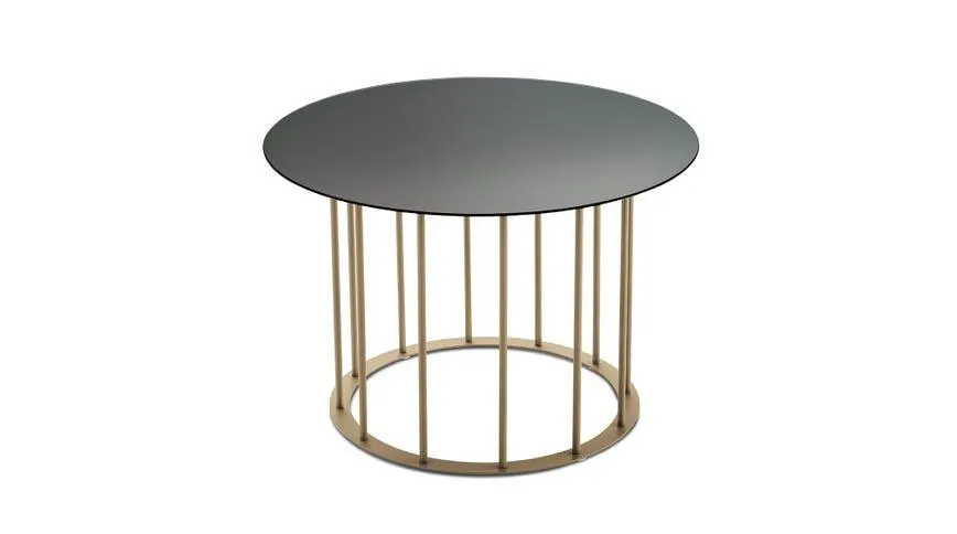 Chic tavolino struttura metallo beige e piano grigio