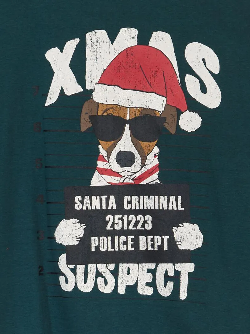 T-shirt a maniche corte con stampa 'Noël' - VERDE