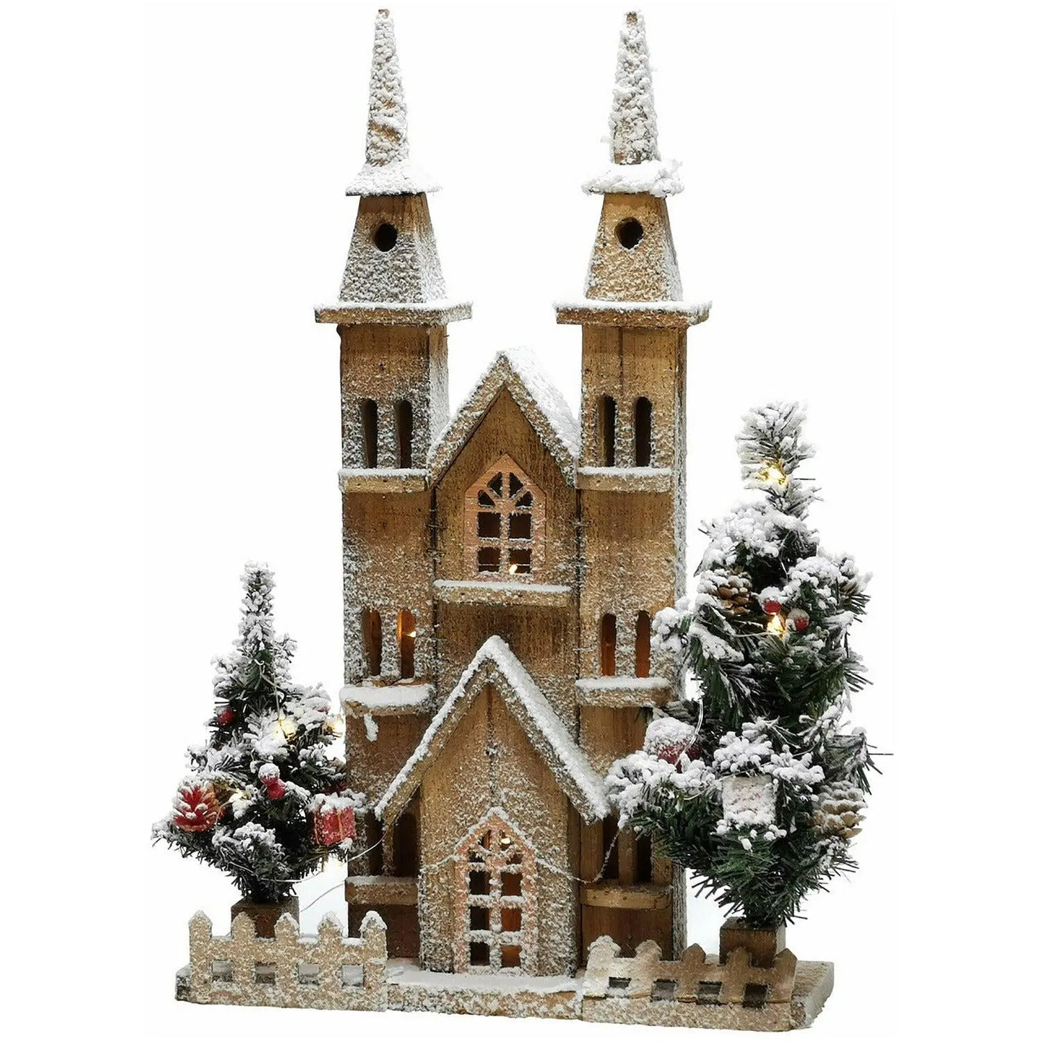 Casetta in legno innevata luminosa