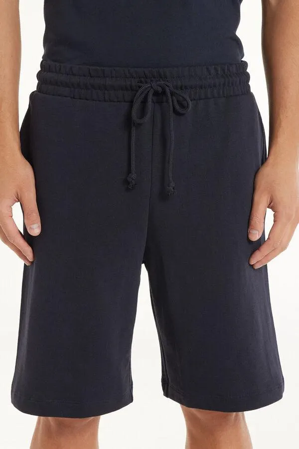 Pantaloncini Corti in Felpa di Cotone con Tasche