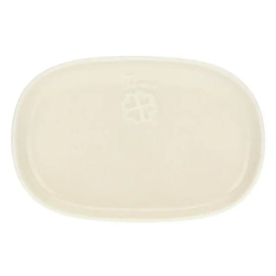 Piattino bianco con quadrifoglio in porcellana