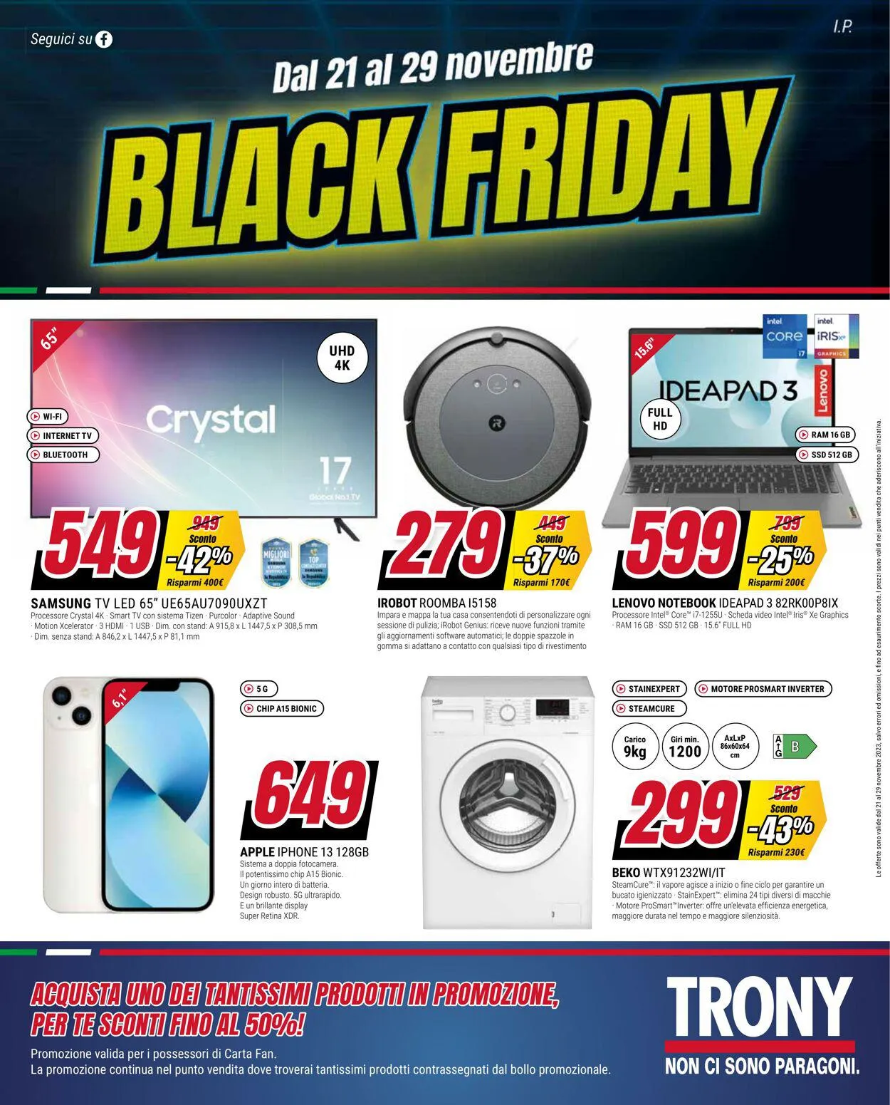 Trony - Roma Volantino attuale da 21 novembre a 29 novembre di 2023 - Pagina del volantino 1