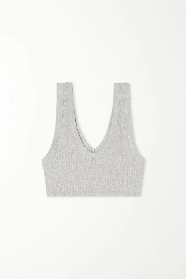 Top Cortissimo Scollo V in Cotone a Costine