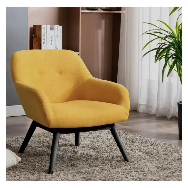 Malmo - Poltrona tessuto curry gambe legno nero