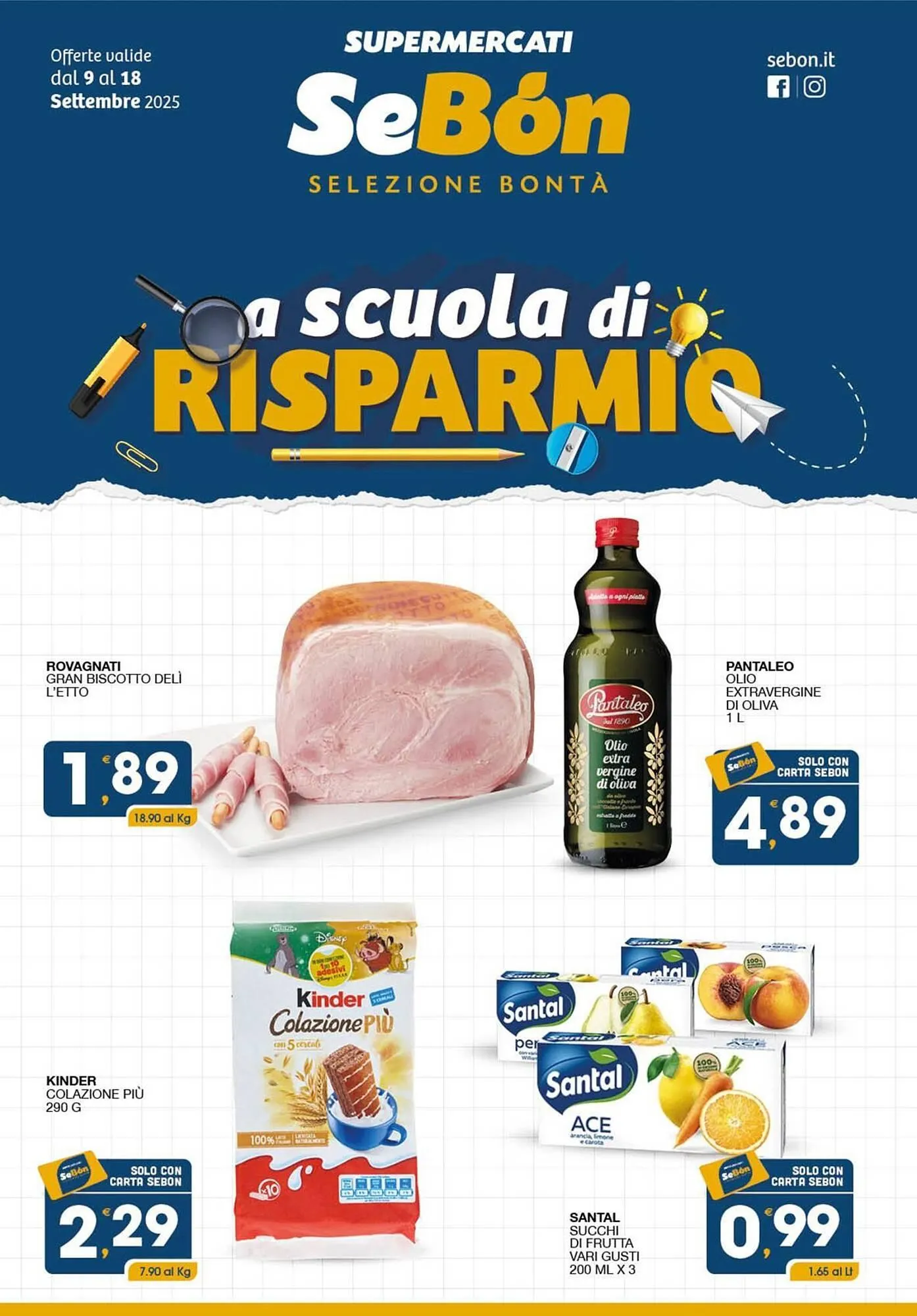 Volantino SeBón Supermercati da 9 settembre a 18 settembre di 2025 - Pagina del volantino 1