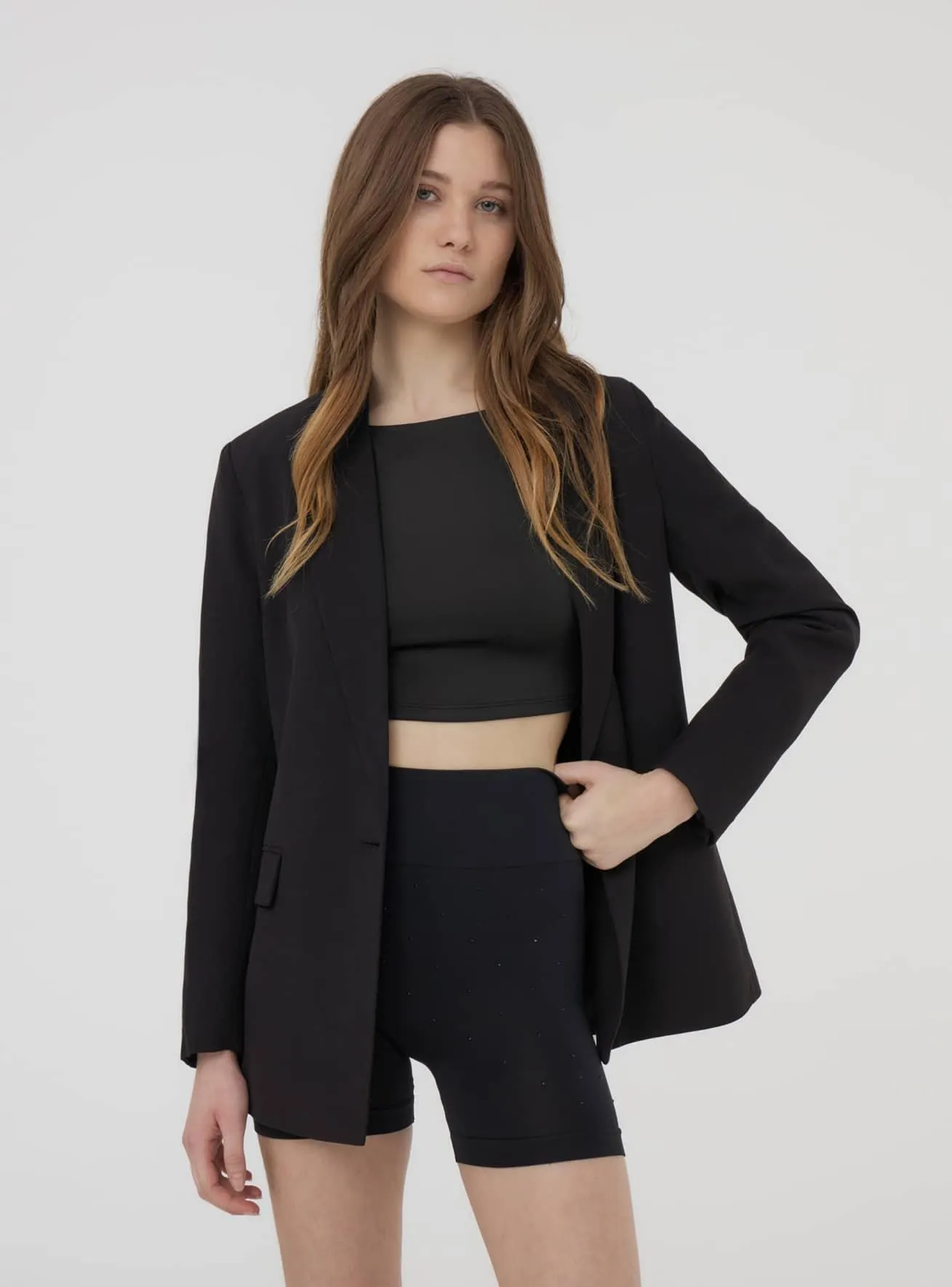 Leggings ciclista con strass Nero