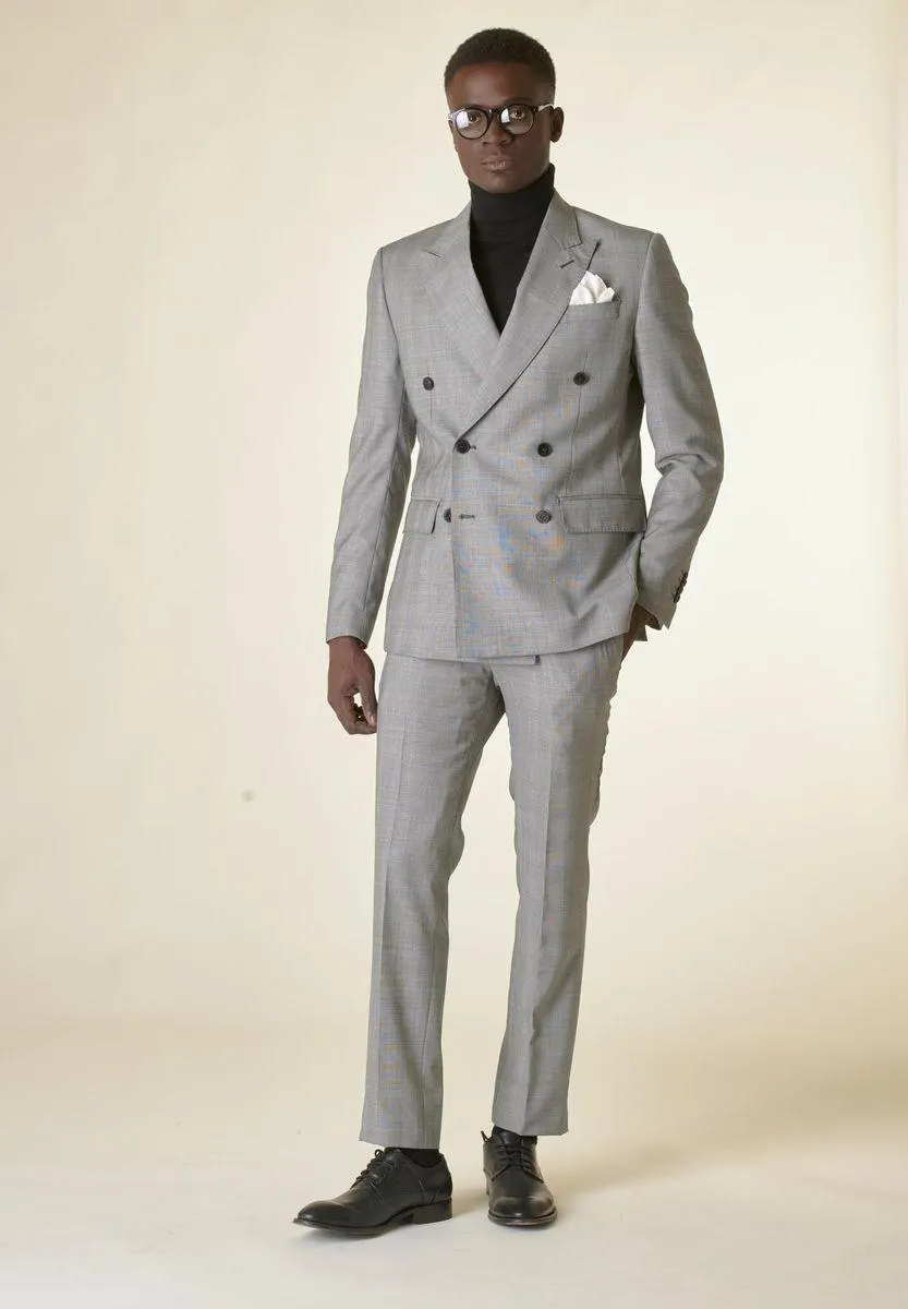 Abito doppiopetto grigio Galles lana 100s custom fit