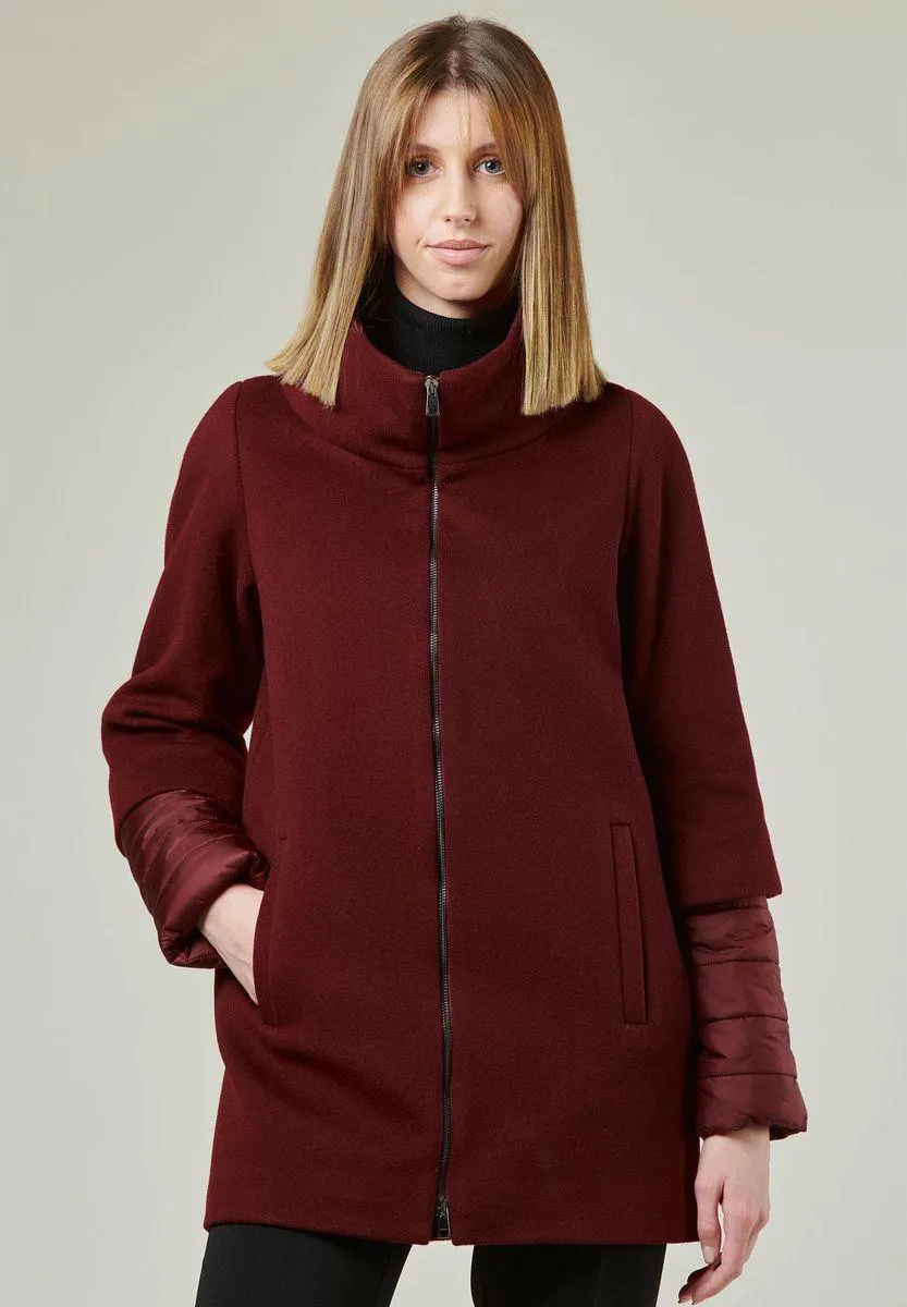 Cappotto bordeaux lana-cashmire doppia manica