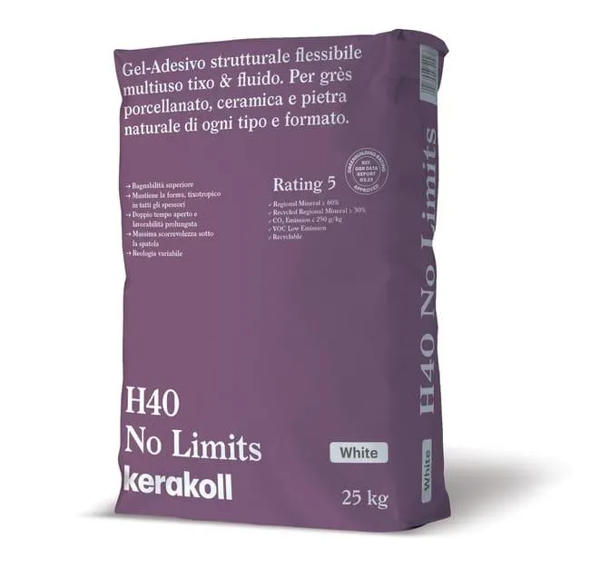 Colla in polvere H40 No Limits KERAKOLL 25 kg bianco C2TE