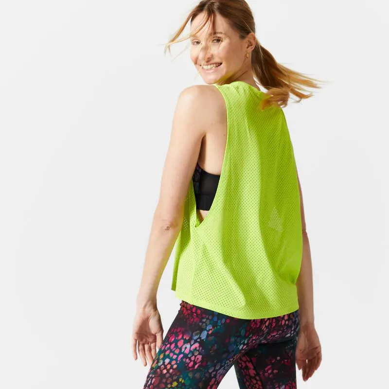 Canotta donna fitness dance loose traspirante gialla
