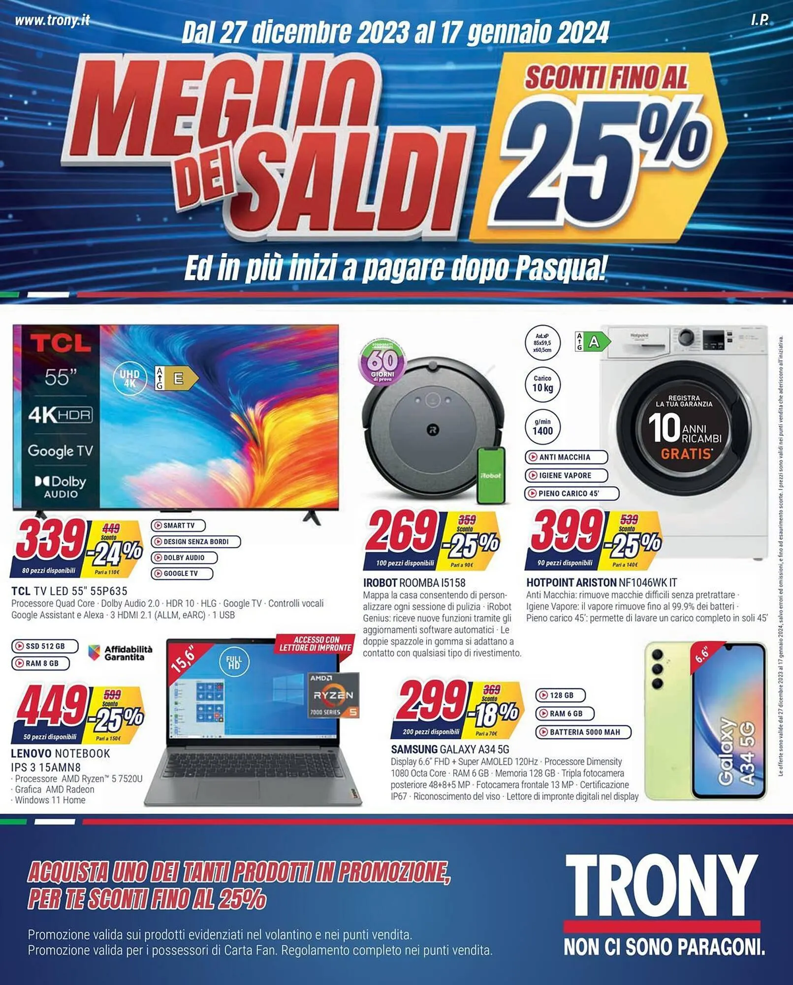 Volantino Trony da 27 dicembre a 17 gennaio di 2024 - Pagina del volantino 1