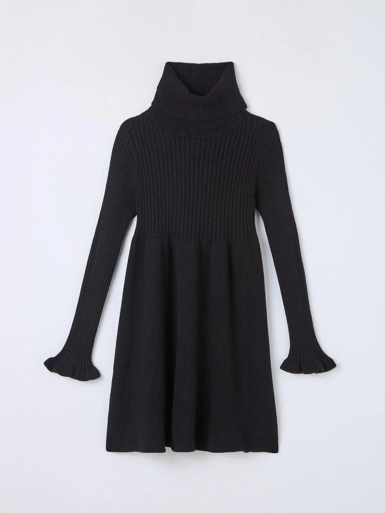 Vestito dolcevita in maglia a costine Nero