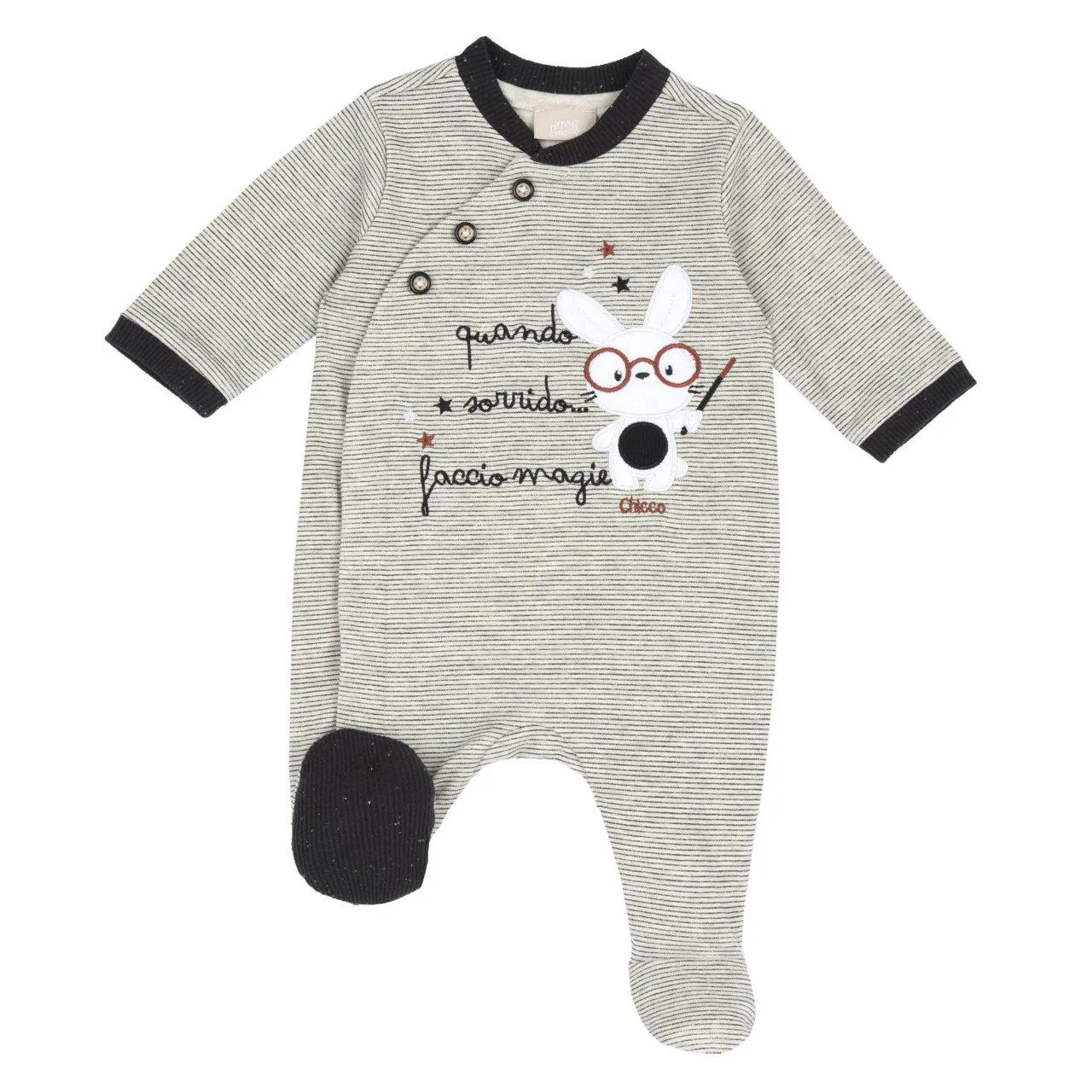 Tutina aperta davanti rigata