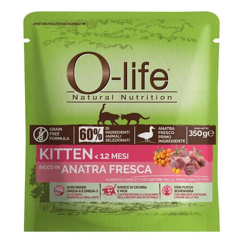 O-life Cat Kitten: Alimento Completo con Anatra 350 gr 000140856