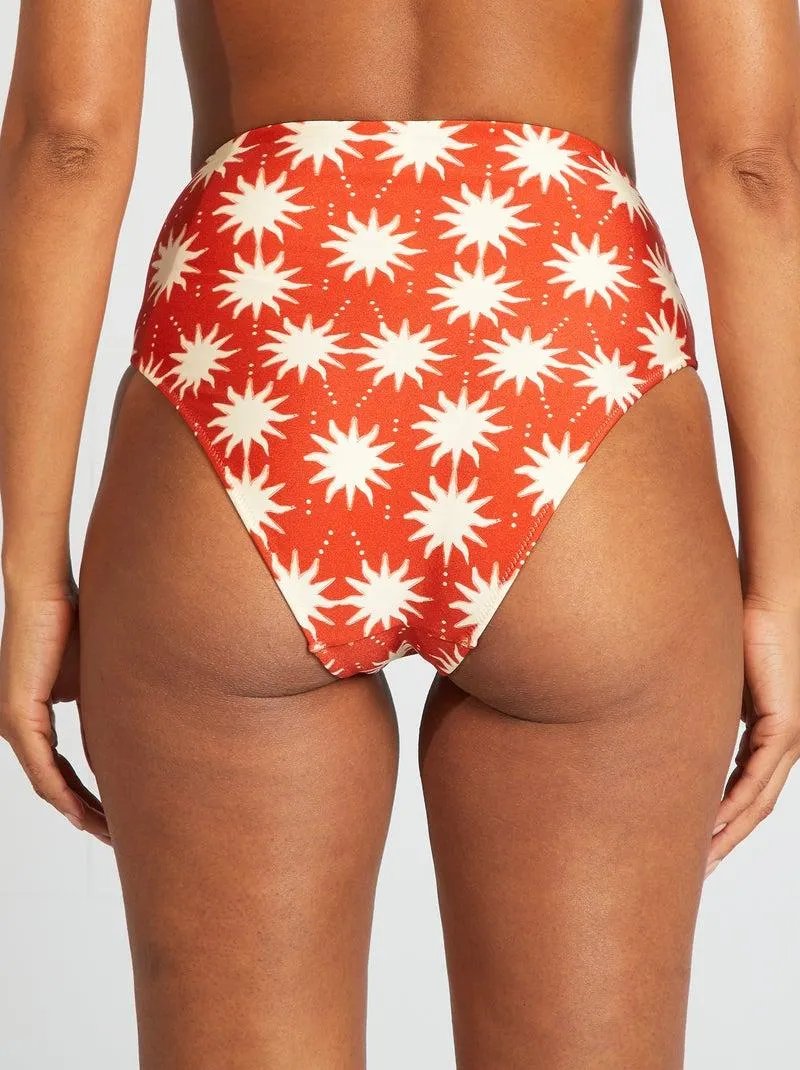 Slip bikini vita alta stampato - ARANCIONE