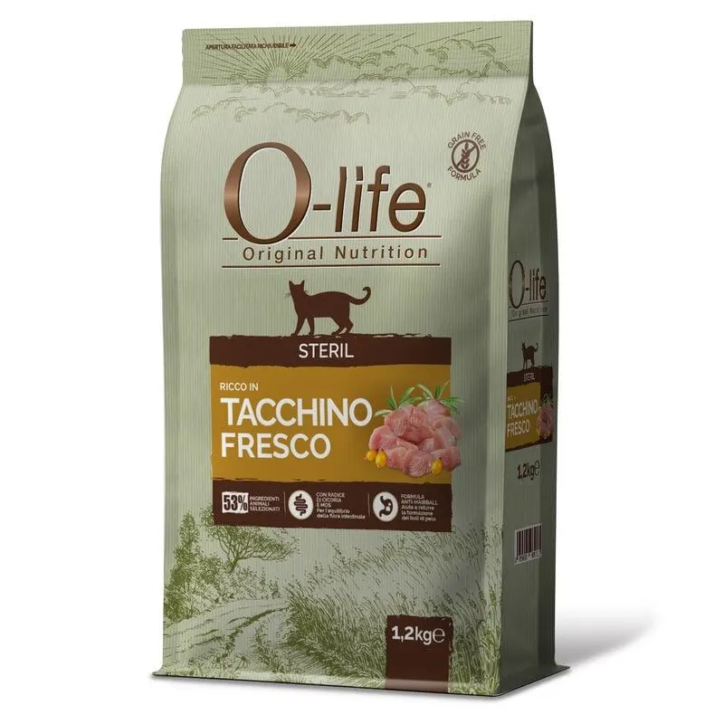 O-life Cat Adult Sterilised con Tacchino 1,2 Kg