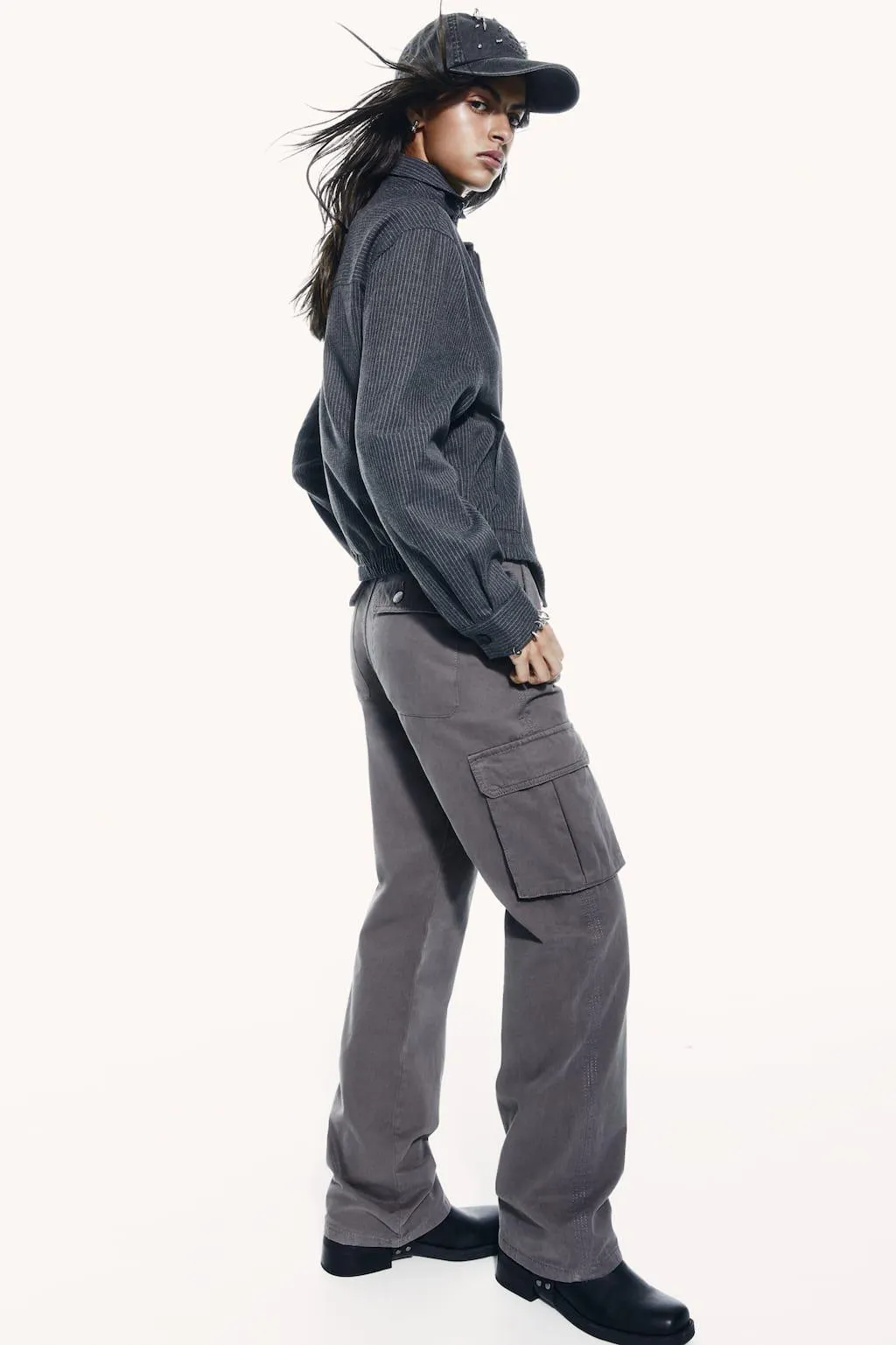 PANTALONI CARGO A VITA ALTA