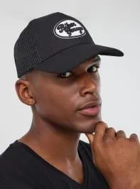 Cappellino trucket con rete e patch Nero