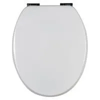 COPRIWATER UNIVERSALE OVALE IN MDF BIANCO CON CERNIERE IN ZAMA E SOFT CLOSE