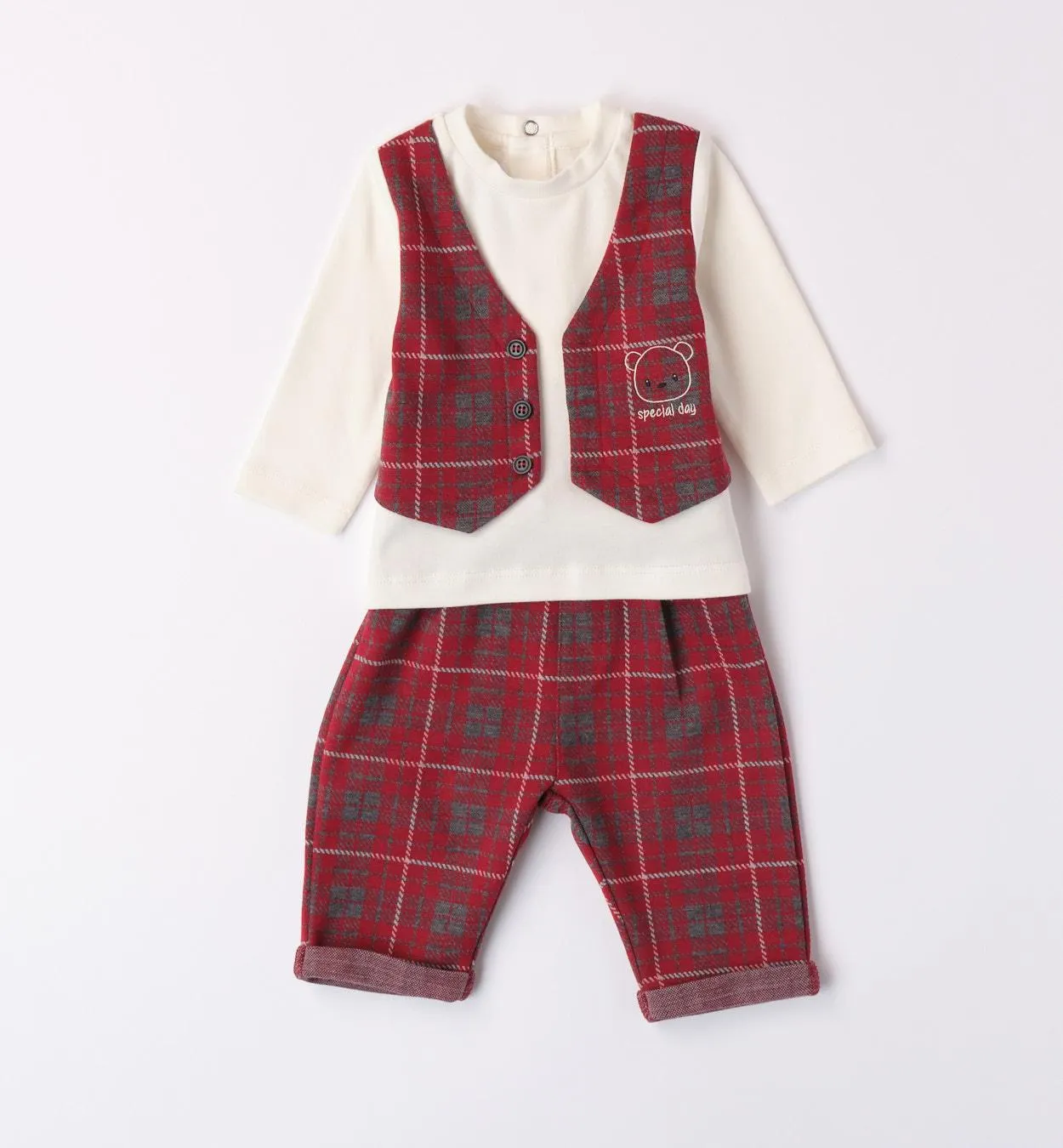 Mignolo completo ml scozzese rosso con finto gilet