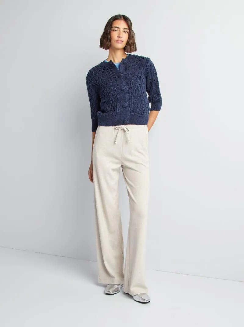 Cardigan corto in maglia intrecciata - BLU