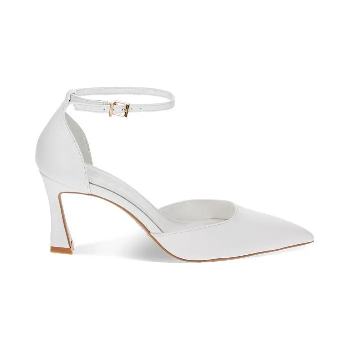 Décolleté Open Shank bianche, tacco 7,6 cm