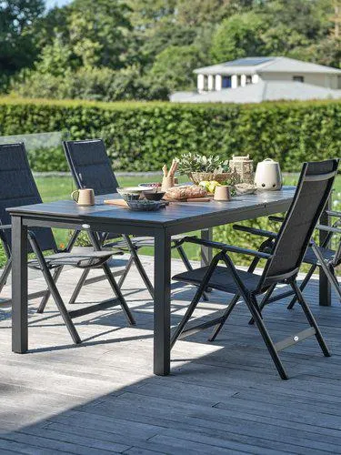 Tavolo MOSS L214/315 cm + 4 Sedie MYSEN grigio
