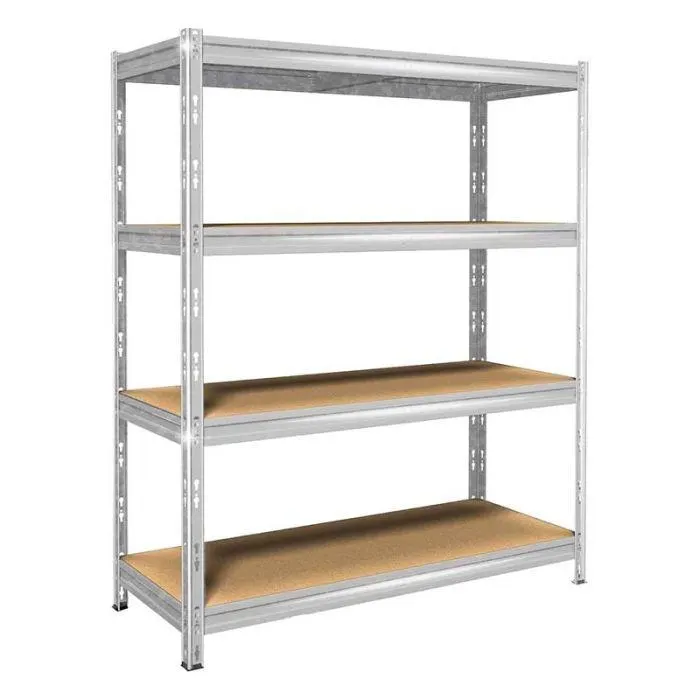 Anemos Scaffale in kit legno/metallo, ad incastro, 4 ripiani rinforzati, cm 160x60xh.188, portata 350 kg