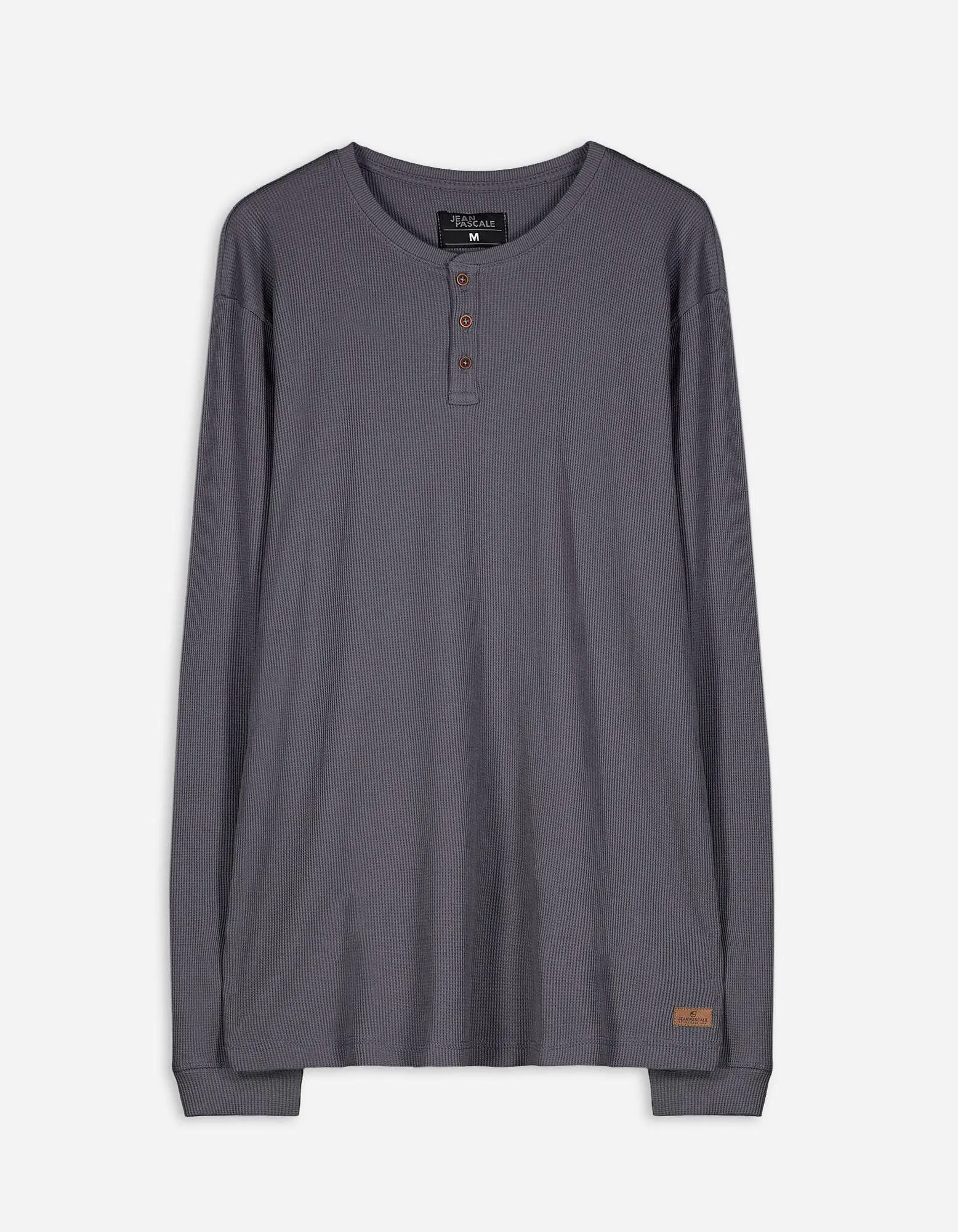 Maglia a manica lunga - Scollo Henley - grigio scuro
