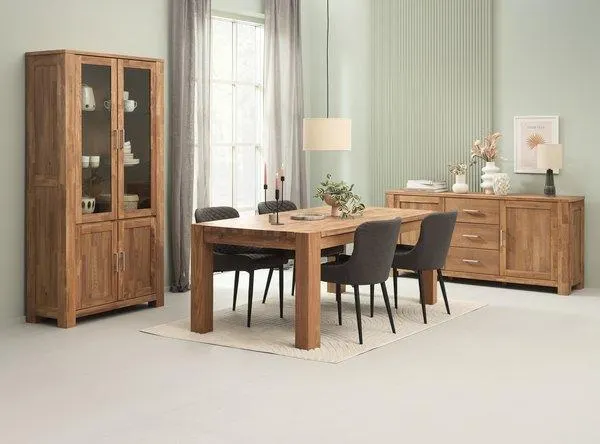 OLLERUP tavolo L200 cm rovere + 4 PEBRINGE Sedie grigio/nero