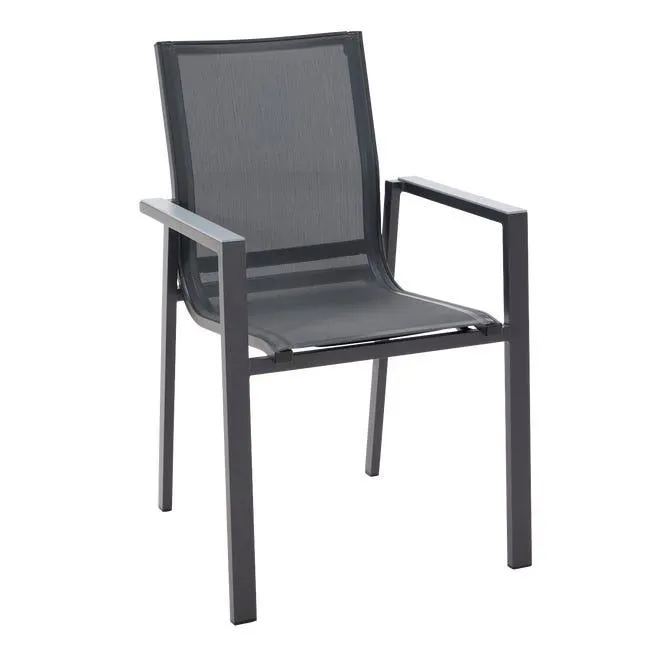 Sedia da giardino in alluminio con braccioli Odyssea Gamma NATERIAL, seduta in textilene grigio
