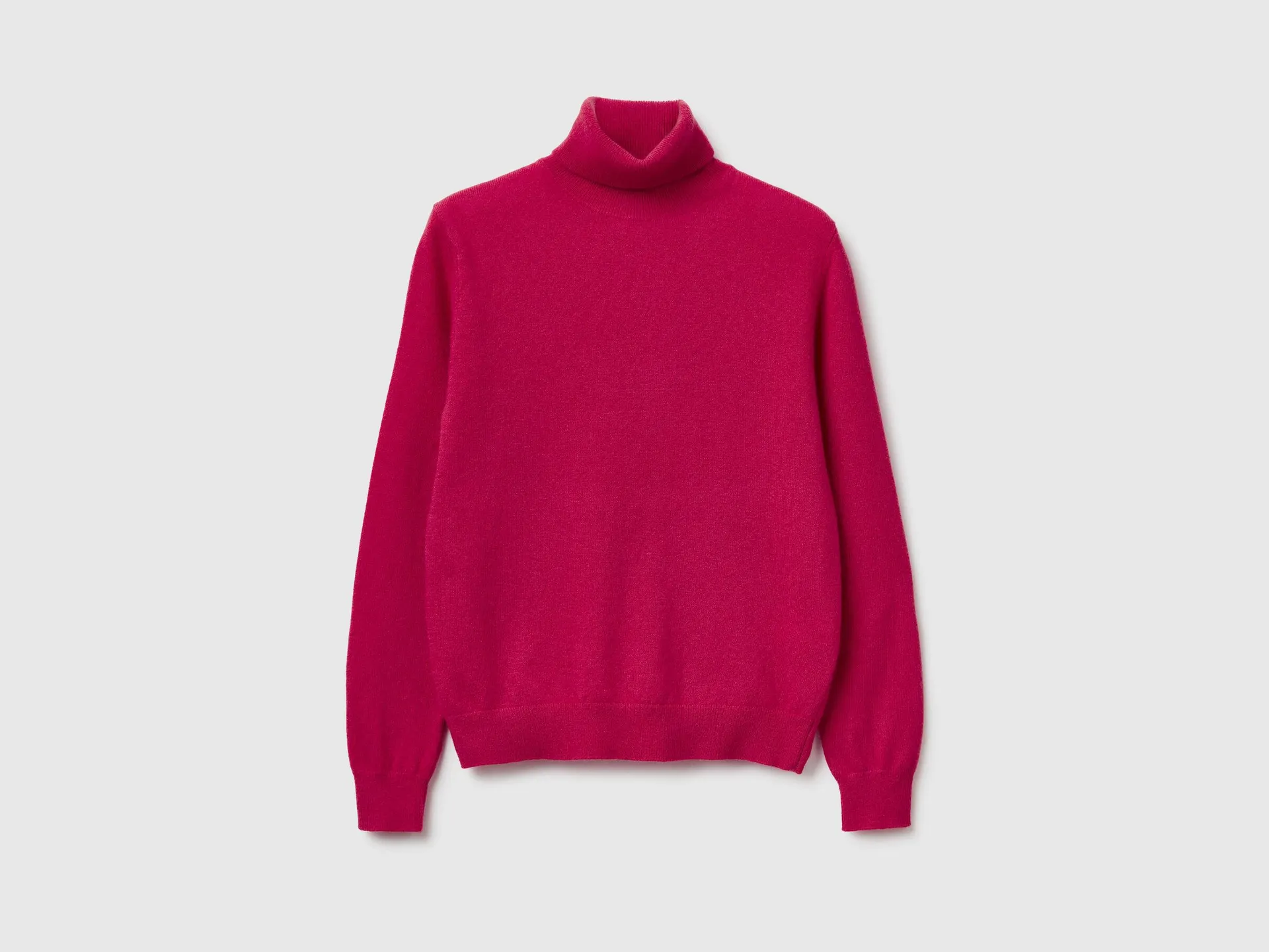Maglione dolcevita fucsia in pura lana Merino