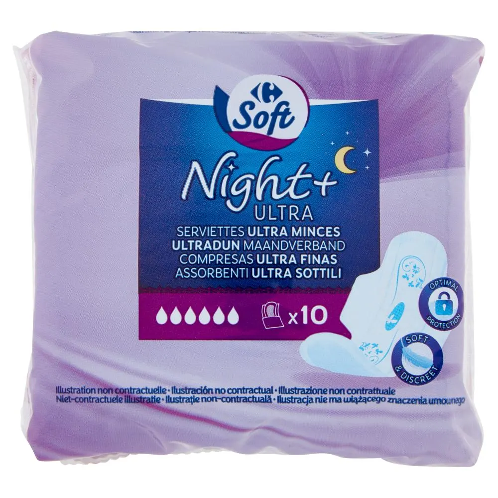 Carrefour Soft Night+ Ultra Assorbenti Ultra Sottili 10 pz