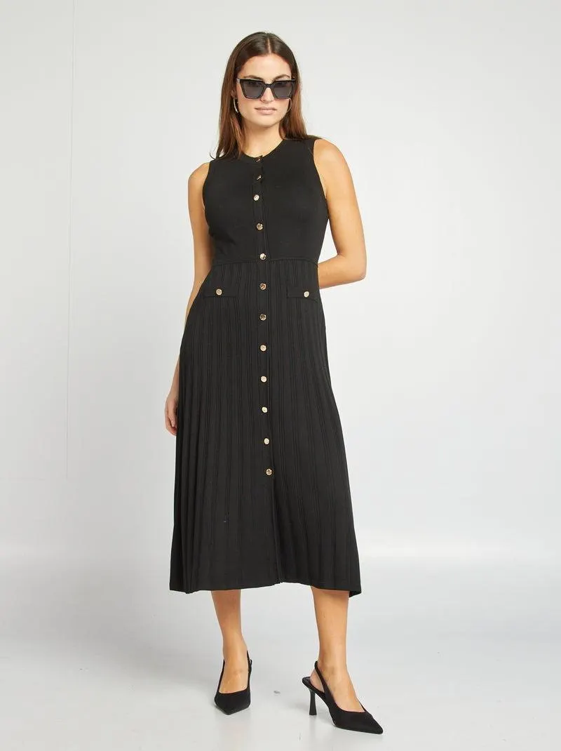 Maxi pull con bottoni dorati - nero