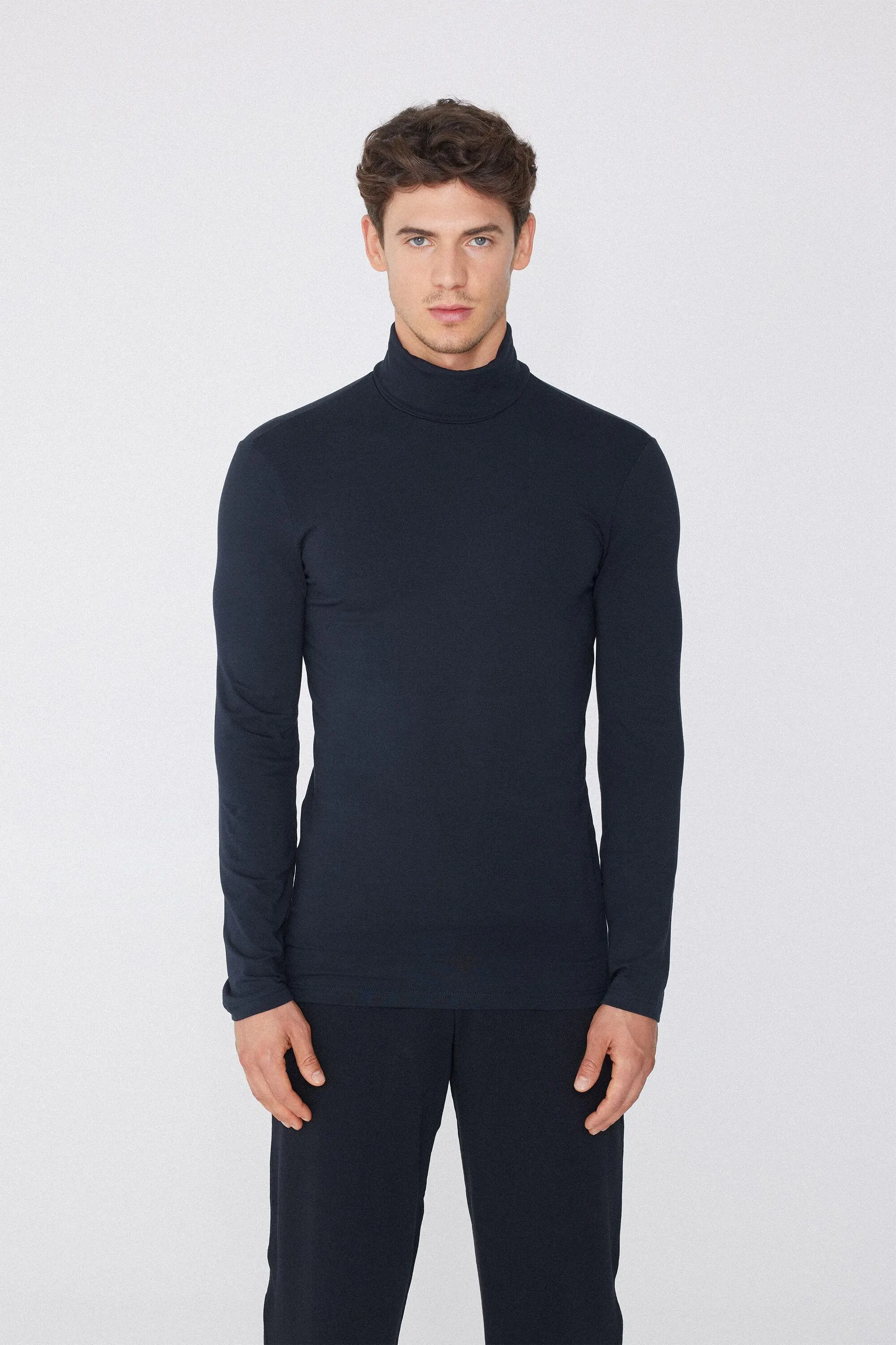 Maglia Collo Alto in Cotone Termico con Manica Lunga